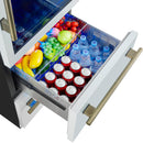 Forno Azienda 24-Inch Built-In Compressor Wine Cooler - Dual Zone - 108 Bottles in White with Antique Brass Trim