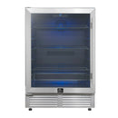 Forno Frescolino 24-Inch Beverage Cooler in Stainless Steel with LED Lighting, Triple Glass Door, 188 Can Capacity, Built-In or Freestanding (FWCDR6665-24S)