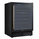 Forno Bachino 24-Inch Wine Cooler in Black with Antique Brass Handle, with LED Lighting, Triple Glass Door, & 51 Bottle Capacity (FWCDR6634-24BLK)