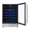 Forno Bachino 24-Inch Wine Cooler in Stainless Steel with LED Lighting, Triple Glass Door, & 51 Bottle Capacity (FWCDR6634-24S)