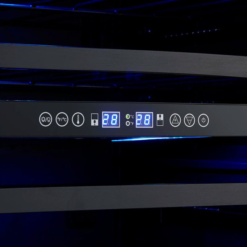 Forno Gemello 48-Inch 9.6 Cu. Ft. Side-by-Side Wine and Beverage Cooler in White with Antique Brass Handle (FWCDR6699-48WHT)