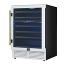 Forno Bachino 24-Inch Wine Cooler in White with Antique Brass Handle, with LED Lighting, Triple Glass Door, & 51 Bottle Capacity (FWCDR6634-24WHT)