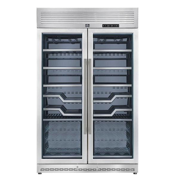 FORNO Abruzzo 48-Inch Dual Zone Wine Cooler with 102 Bottles, 24 Cu. Ft., Green Acrylic Holders & Black Shelves (FWCDR6610-48S)