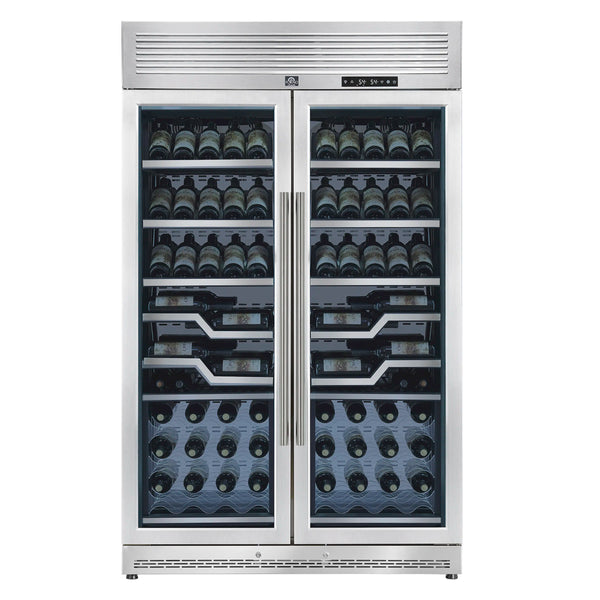 FORNO Abruzzo 48-Inch Dual Zone Wine Cooler with Clear Acrylic Holders & Stainless Trim Shelves (FWCDR6611-48S)