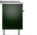 ILVE Nostalgie II 60-Inch Dual Fuel Freestanding Range with Removable Griddle in Emerald Green with Brass Trim (UP60FSNMPEGG)