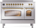 ILVE Nostalgie II 48-Inch Limited Edition Induction Range in Stainless Steel with Brass Trim (UPI486NMPSSG-LE)
