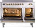 ILVE Nostalgie II 48-Inch Limited Edition Induction Range in Stainless Steel with Brass Trim (UPI486NMPSSG-LE)