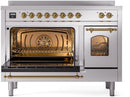 ILVE Nostalgie II 48-Inch Limited Edition Induction Range in Stainless Steel with Brass Trim (UPI486NMPSSG-LE)