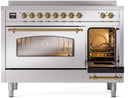 ILVE Nostalgie II 48-Inch Limited Edition Induction Range in Stainless Steel with Brass Trim (UPI486NMPSSG-LE)