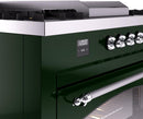 ILVE Nostalgie II 60-Inch Dual Fuel Freestanding Range with Removable Griddle in Emerald Green with Chrome Trim (UP60FSNMPEGC)