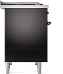 ILVE Nostalgie II 40-Inch Dual Fuel Freestanding Range with Removable Griddle in Glossy Black with Bronze Trim (UPD40FNMPBKB)