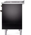 ILVE Nostalgie II 40-Inch Dual Fuel Freestanding Range with Removable Griddle in Glossy Black with Bronze Trim (UPD40FNMPBKB)