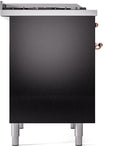 ILVE Nostalgie II 40-Inch Dual Fuel Freestanding Range with Removable Griddle in Glossy Black with Copper Trim (UPD40FNMPBKP)