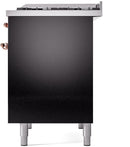 ILVE Nostalgie II 40-Inch Dual Fuel Freestanding Range with Removable Griddle in Glossy Black with Copper Trim (UPD40FNMPBKP)