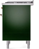 ILVE Nostalgie II 36-Inch Dual Fuel Freestanding Range with Removable Griddle in Emerald Green with Copper Trim (UP36FNMPEGP)