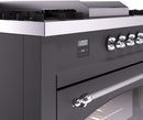 ILVE Nostalgie II 60-Inch Dual Fuel Freestanding Range with Removable Griddle in Matte Graphite with Chrome Trim (UP60FSNMPMGC)