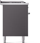 ILVE Nostalgie II 60-Inch Dual Fuel Freestanding Range with Removable Griddle in Matte Graphite with Chrome Trim (UP60FSNMPMGC)