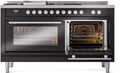 ILVE 60-Inch Professional Plus II Freestanding Dual Fuel Range with 7 Gas Burner and Removable Griddle in Glossy Black (UP60FSWMPBK)