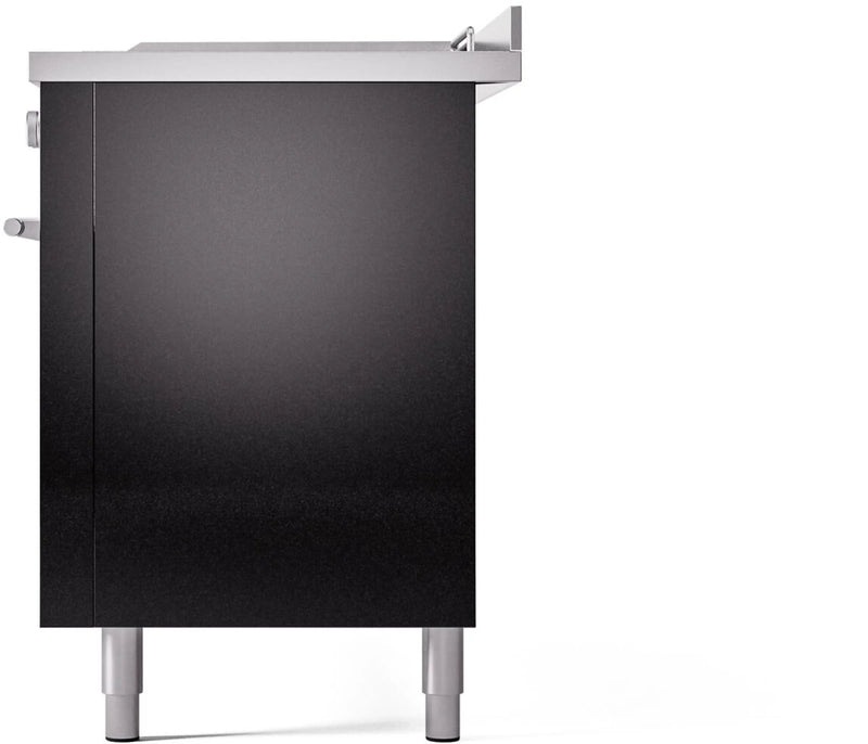 ILVE 60-Inch Professional Plus II Freestanding Dual Fuel Range with 7 Gas Burner and Removable Griddle in Glossy Black (UP60FSWMPBK)