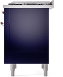 ILVE Nostalgie II 36-Inch Dual Fuel Freestanding Range with Removable Griddle in Midnight Blue with Copper Trim (UP36FNMPMBP)