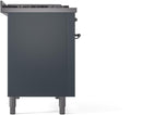 ILVE Nostalgie II 48-Inch Dual Fuel Freestanding Range with Removable Griddle in Blue Grey with Chrome Trim (UP48FNMPBGC)