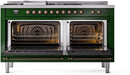 ILVE Nostalgie II 60-Inch Dual Fuel Freestanding Range with Removable Griddle in Emerald Green with Bronze Trim (UP60FSNMPEGB)