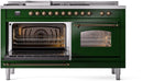 ILVE Nostalgie II 60-Inch Dual Fuel Freestanding Range with Removable Griddle in Emerald Green with Bronze Trim (UP60FSNMPEGB)