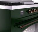 ILVE Nostalgie II 60-Inch Dual Fuel Freestanding Range with Removable Griddle in Emerald Green with Bronze Trim (UP60FSNMPEGB)