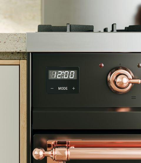 ILVE Nostalgie II 30-Inch Dual Fuel Freestanding Range in Burgundy with Bronze Trim (UP30NMPBUB)