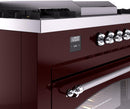 ILVE Nostalgie II 60-Inch Dual Fuel Freestanding Range with Removable Griddle in Burgundy with Chrome Trim (UP60FSNMPBUC)