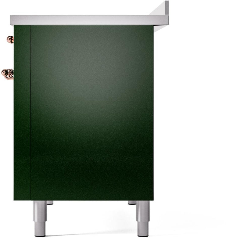 ILVE Nostalgie II 48-Inch Freestanding Electric Induction Range in Emerald Green with Copper Trim (UPI486NMPEGP)
