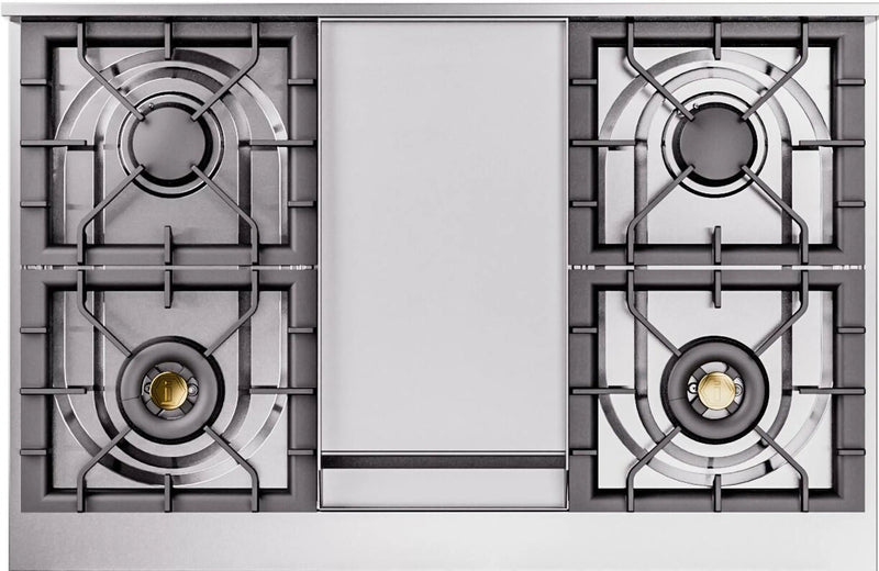 ILVE Professional Plus II 40-Inch Freestanding Dual Fuel Range with 6 Sealed Burner and Removable Griddle in Stainless Steel (UPD40FWMPSS)