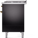 ILVE Nostalgie II 48-Inch Dual Fuel Freestanding Range with Removable Griddle in Glossy Black with Brass Trim (UP48FNMPBKG)