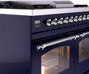 ILVE Nostalgie II 40-Inch Dual Fuel Freestanding Range with Removable Griddle in Midnight Blue with Chrome Trim (UPD40FNMPMBC)