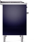 ILVE Nostalgie II 40-Inch Dual Fuel Freestanding Range with Removable Griddle in Midnight Blue with Chrome Trim (UPD40FNMPMBC)