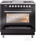 ILVE 36-Inch Professional Plus II Freestanding Dual Fuel Range with 6 Sealed Burner and Removable Griddle in Black (UP36FWMPBK)