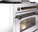 ILVE Nostalgie II 36-Inch Dual Fuel Freestanding Range with Removable Griddle in Stainless Steel with Bronze Trim (UP36FNMPSSB)
