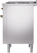 ILVE Nostalgie II 36-Inch Dual Fuel Freestanding Range with Removable Griddle in Stainless Steel with Bronze Trim (UP36FNMPSSB)