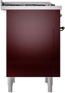 ILVE Nostalgie II 36-Inch Dual Fuel Freestanding Range with Removable Griddle in Burgundy with Bronze Trim (UP36FNMPBUB)