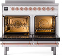 ILVE Nostalgie II 40-Inch Freestanding Electric Induction Range in White with Copper Trim (UPDI406NMPWHP)