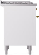ILVE Nostalgie II 36-Inch Dual Fuel Freestanding Range with Removable Griddle in White with Brass Trim (UP36FNMPWHG)