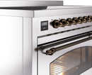 ILVE Nostalgie II 48-Inch Freestanding Electric Induction Range in Stainless Steel with Bronze Trim (UPI486NMPSSB)