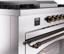 ILVE Nostalgie II 60-Inch Dual Fuel Freestanding Range with Removable Griddle in Stainless Steel with Bronze Trim (UP60FSNMPSSB)