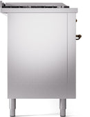 ILVE Nostalgie II 60-Inch Dual Fuel Freestanding Range with Removable Griddle in Stainless Steel with Bronze Trim (UP60FSNMPSSB)