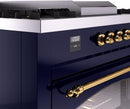 ILVE Nostalgie II 60-Inch Dual Fuel Freestanding Range with Removable Griddle in Midnight Blue with Brass Trim (UP60FSNMPMBG)
