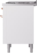 ILVE Nostalgie II 36-Inch Dual Fuel Freestanding Range with Removable Griddle in White with Copper Trim (UP36FNMPWHP)