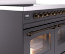 ILVE Nostalgie II 40-Inch Freestanding Electric Induction Range in Matte Graphite with Bronze Trim (UPDI406NMPMGB)