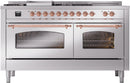 ILVE Nostalgie II 60-Inch Dual Fuel Freestanding Range with Removable Griddle in Stainless Steel with Copper Trim (UP60FSNMPSSP)