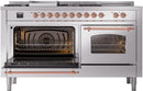 ILVE Nostalgie II 60-Inch Dual Fuel Freestanding Range with Removable Griddle in Stainless Steel with Copper Trim (UP60FSNMPSSP)