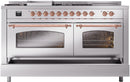 ILVE Nostalgie II 60-Inch Dual Fuel Freestanding Range with Removable Griddle in Stainless Steel with Copper Trim (UP60FSNMPSSP)